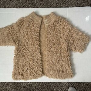 Anthropologie Cozy Tan Furry Cape